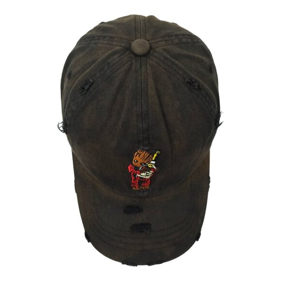 Muka Henny Bottle Groot Distressed Faded Adjustable Cap Trucker Baseball Hat - Picture 6 of 13